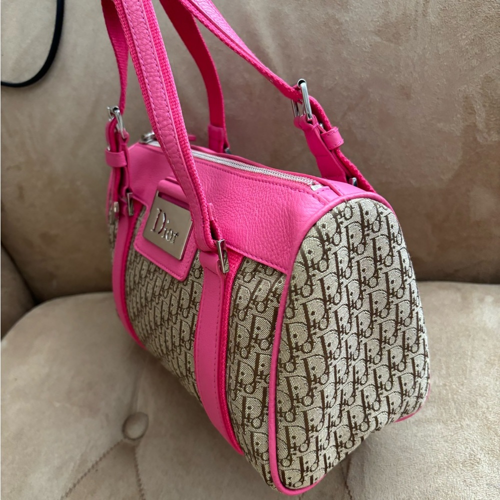 VINTAGE DIOR PINK TROTTER BOWLER BAG in great condition!!!